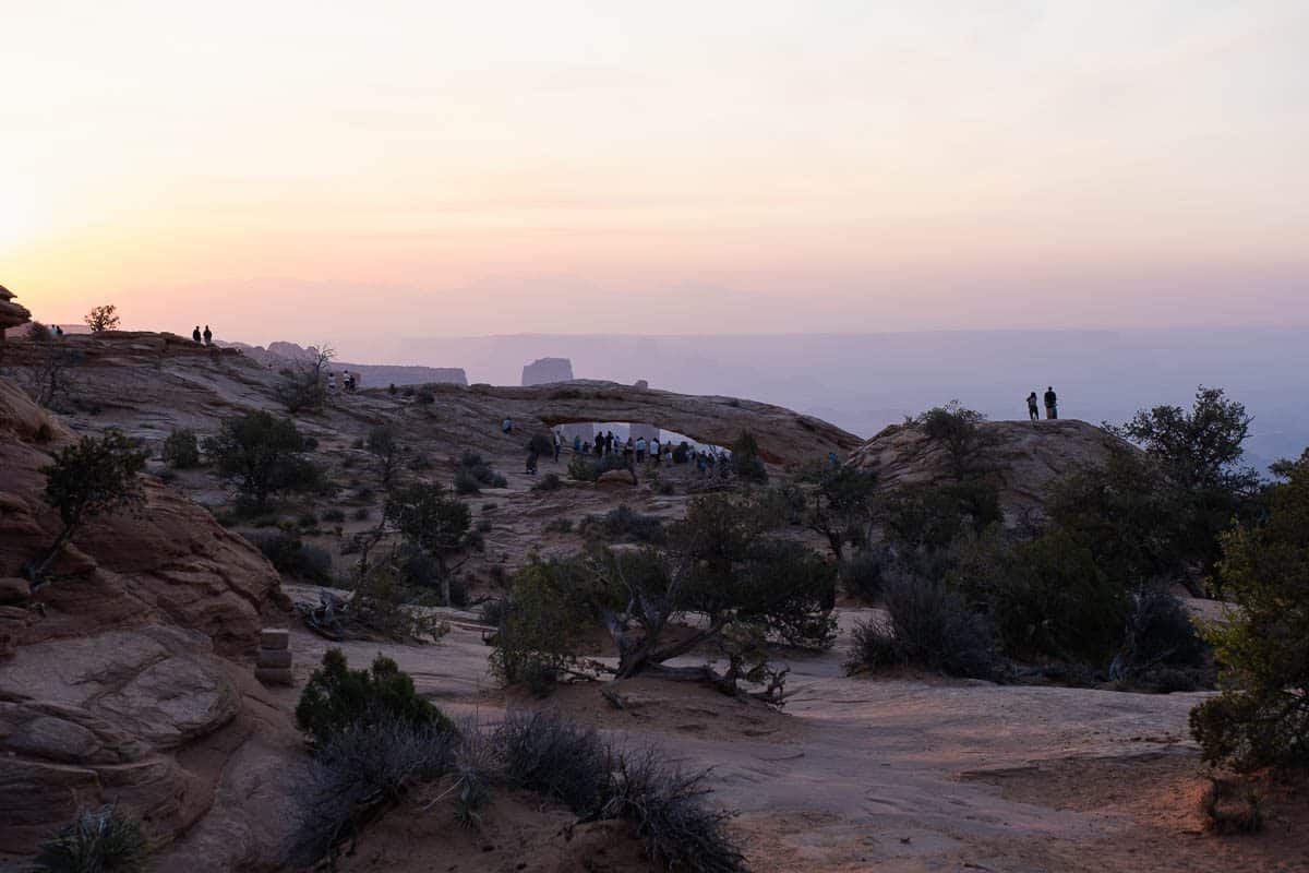 Pre-dawn light over the canyon before sunrise at Canyonlands National Park